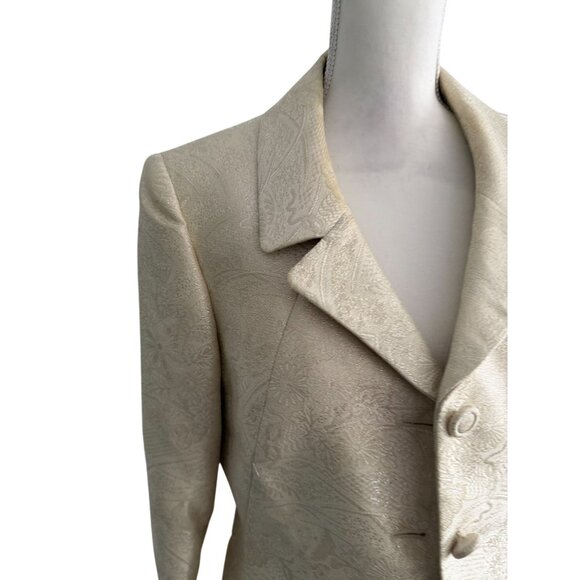 TAHARI Metallic Gold Threaded Blazer Jacket Size 12 - Picture 5 of 9